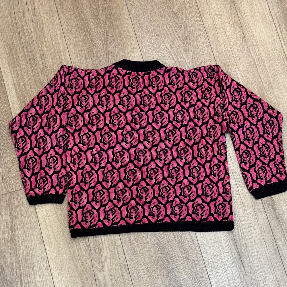 Pink and Black Patterned Women's Sweater - Picture 3 of 3